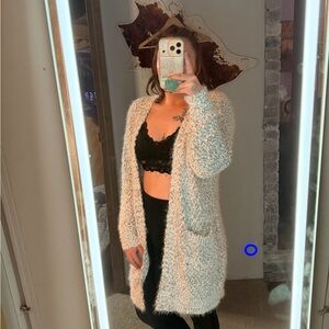 SHEIN Cream and Brown Textured Cardigan